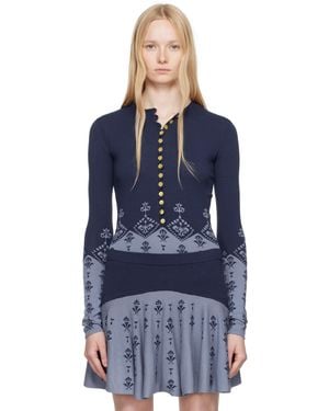Conner Ives Sock Long Sleeve Henley - Blue