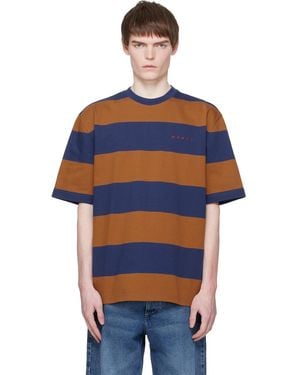 Marni Tan Maxi-Stripe Cotton T-Shirt - Blue