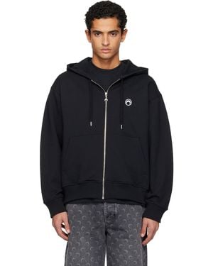 Marine Serre Moon Logo Zipped Hoodie - Blue