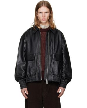 Studio Nicholson Blouson Piston Noir En Cuir