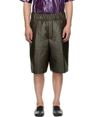 Dries Van Noten カーキ タック ショートパンツ - グリーン