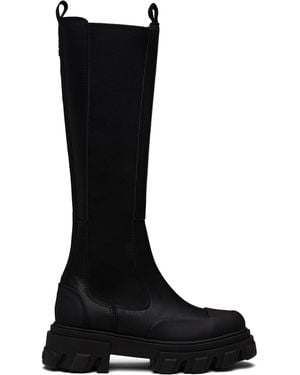 Ganni Cleated Tall Chelsea Boots - Black