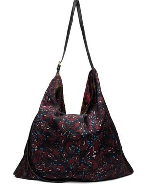 Dries Van Noten Burgundy Large Scarf Tote - Black