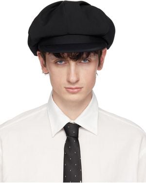 Yohji Yamamoto Wool Gabardine Tuck Casquette Cap - Black