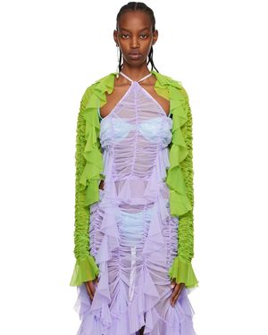 ESTER MANAS Cardigan Vert À Effet Ruché - Multicolore