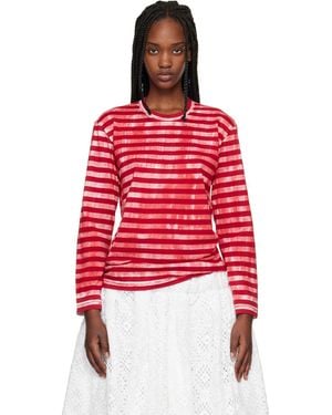 Comme des Garçons Cotton Jersey Stripe Garment Treated T-Shirt - Red
