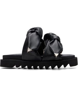 Toga Leather Flat Sandals - Black