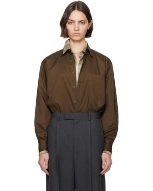 AURALEE Washed Finx Typewriter Button Down Shirt - Brown