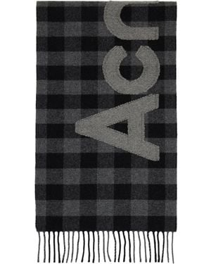 Acne Studios Check Logo Scarf - Black