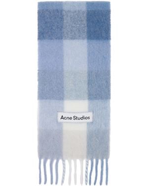 Acne Studios ブルー＆ホワイト モヘア チェック マフラー
