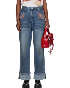 ANDERSSON BELL Oil Washed Rolled Up Jeans - Blue