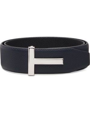 Tom Ford Grain Leather T Icon Belt - Black