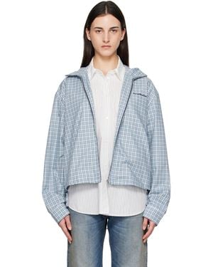 Acne Studios Hooded Check Jacket - Blue