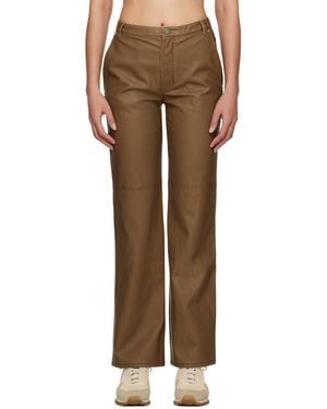 OPEN YY Straight-Leg Faux-Leather Pants - Brown