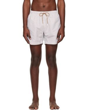 BOSS Off- Micro-Print Swim Shorts - White