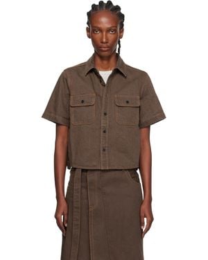 Sacai ブラウン パネル デニムシャツ