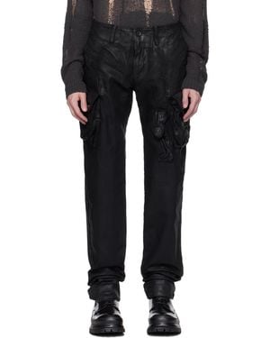 Julius Coated Gasmask Skinny Denim Cargo Pants - Black