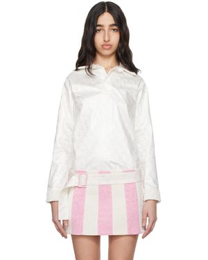 Super Yaya Off- Bazan Long Sleeve Polo - White