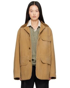 Maison Margiela Tan Corduroy Collar Waxed Jacket - Natural