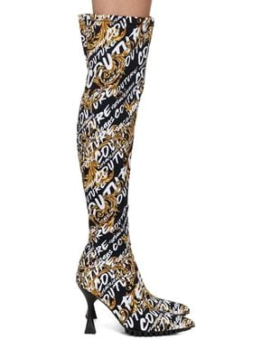 【関税込み】Versace Jeans Couture ロングブーツ Versace Jeans Couture Drew バロック ロングブーツ | ブラック