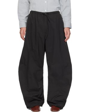 Amomento Pantalon Bourgeron Ample Noir À Cordons Coulissants