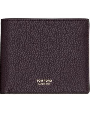 Tom Ford Burgundy Grain Leather Classic Bifold Wallet - Multicolour