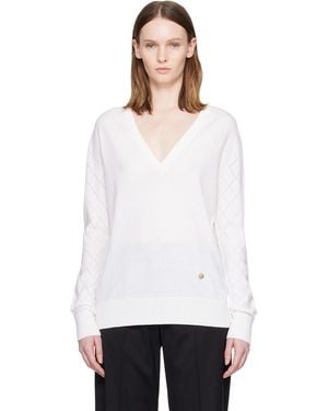 Balmain V-Neck Light Jumper - White
