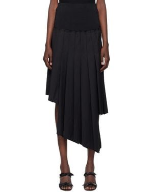 ROKH Ribbed Pleated Midi Skirt - Black