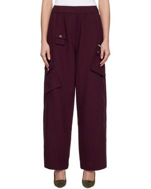Ganni Burgundy Future Twill Suiting Elasticated Trousers - Purple