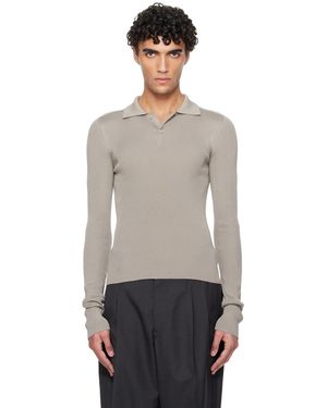 Rier Fine Rib Silk Polo - Black