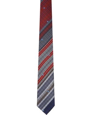 Vivienne Westwood ネイビー＆レッド 8.5Cm Heart Stripes ネクタイ - ブラック