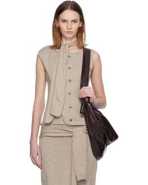 Lemaire Asymmetrical Sleeveless Cardigan - Natural