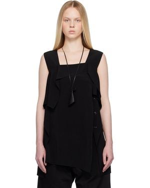 Y's Yohji Yamamoto Crêpe De Chine Flare Sleeveless Blouse - Black