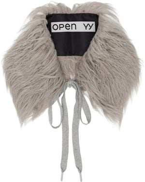 OPEN YY Écharpe De Style Col Grise En Fourrure Synthétique
