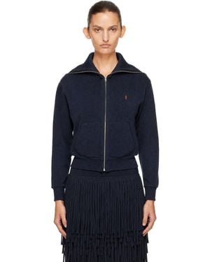Abra Zipped Up Neck Cardigan - Blue