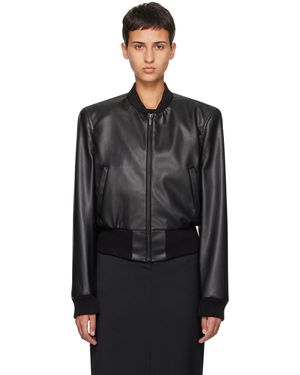 OLENICH Blouson Aviateur Noir En Cuir Synthétique À Glissière