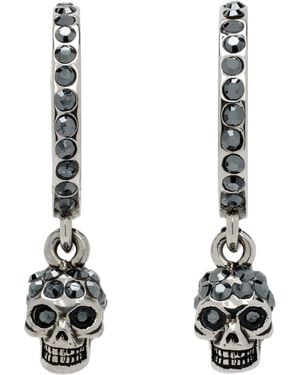 McQueen ガンメタル Skull Mini Creole フープピアス - ブラック