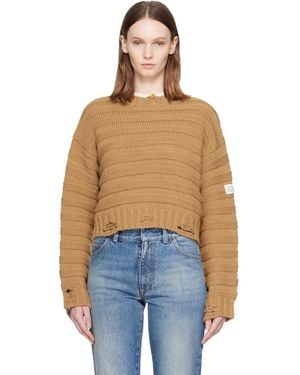 MM6 by Maison Margiela Ribbed Horizontal Links Crewneck - Blue