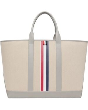 Thom Browne Rwb Stripe Medium Tool Tote - Natural