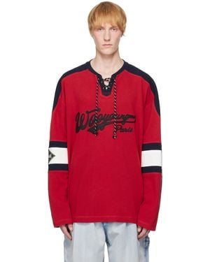 WOOYOUNGMI T-Shirt De Rugby À Manches Longues Rouge
