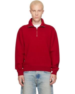 Tom Ford Blouson Rouge En Tricot Double Face De Laine À Demi-Glissière