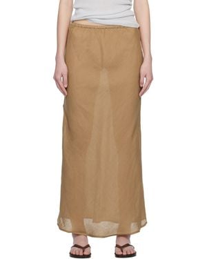 Baserange Tan Fine Linen Dydine Maxi Skirt - Multicolour