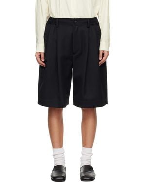 Ssstein Wool Kersey Wide Easy Shorts - Black