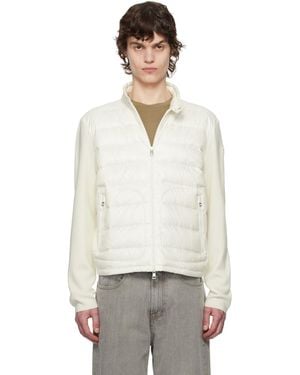 Moncler Padded Wool Zip-Up Down Jacket - White