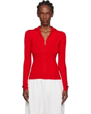 Victoria Beckham レッド パイピングディテール フーディ