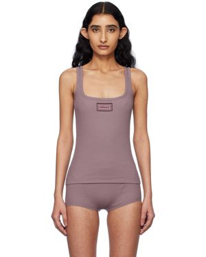Versace Débardeur Mauve En Jersey Côtelé À Logo Rétro '90S - Violet