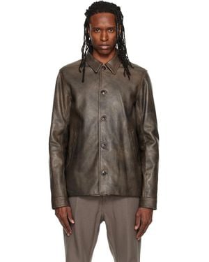 Rick Owens Buttoned Brad Leather Jacket - Brown