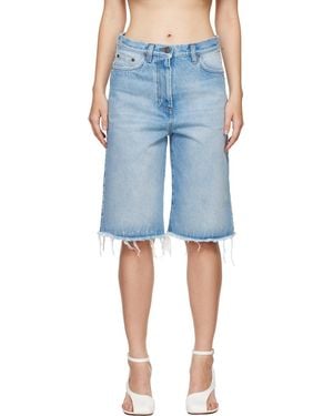 Dries Van Noten Frayed Edge Denim Shorts - Blue