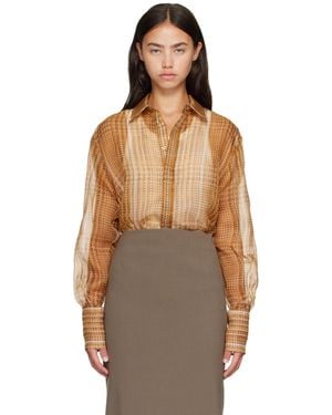 Mugler Tan Sheer Organza Shirt - Brown