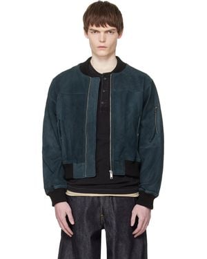 DEADWOOD Bofinger Suede Bomber Jacket - Blue